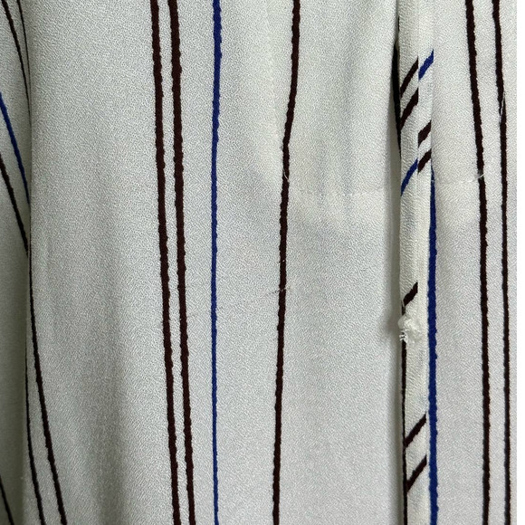WAYF Cream with Brown Blue Stripes Long Sleeves Lace Up Tunic size Small - Picture 7 of 9